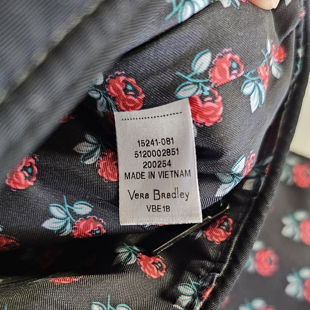 Vera Bradley Classic Black Microfiber Quilted Crossbody Purse - Picture 10 of 10